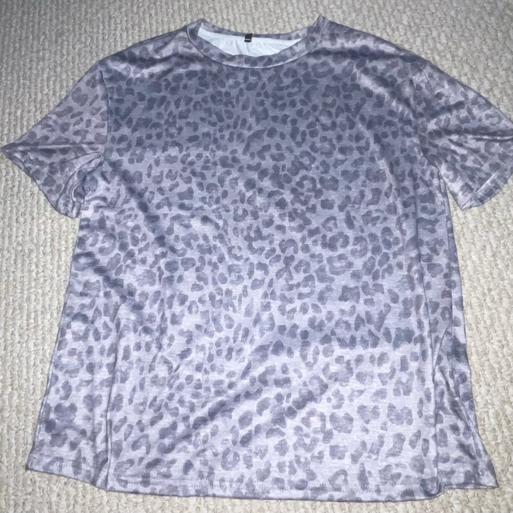 Shein grey cheetah print t shirt
